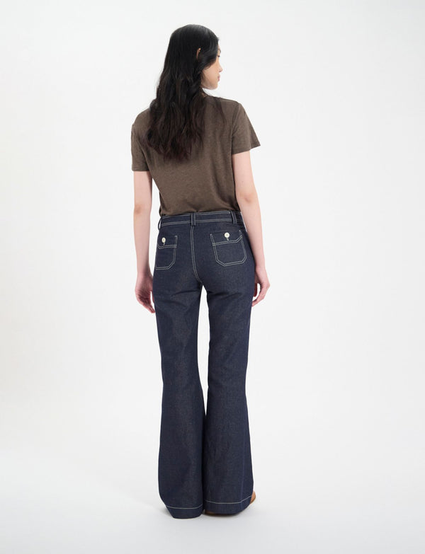 Ines De La Fressange Pantalon Charlotte En Coton Marine