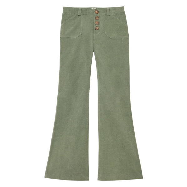 ines de la fressange Pantalon Charlotte en velours lisse vert amande
