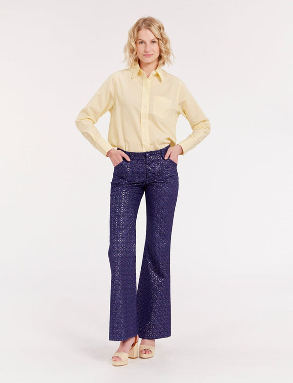 Ines De La Fressange Pantalon Charlotte Imprimé Bleu Marine