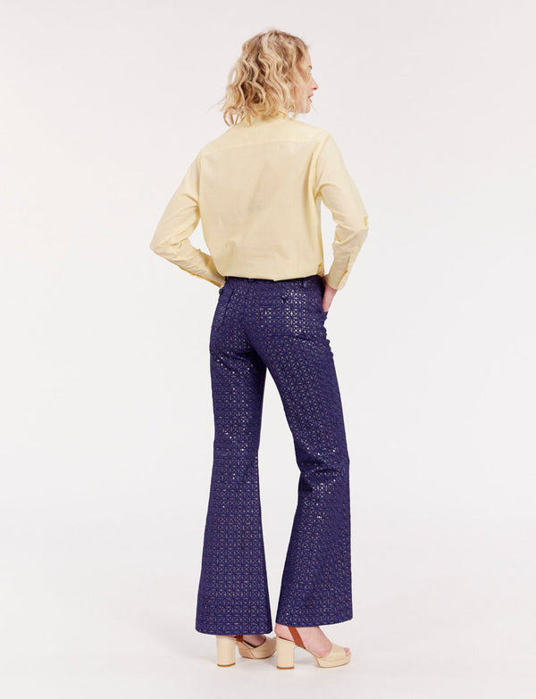Ines De La Fressange Pantalon Charlotte Imprimé Bleu Marine