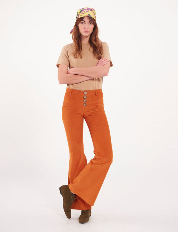 Ines De La Fressange Pantalon Charlotte Velours Orange