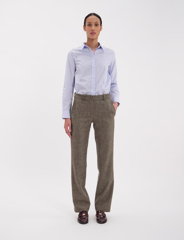 Ines De La Fressange Pantalon Francisco En Lainage Vert Chiné