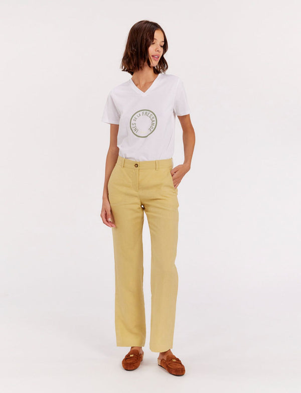 Ines De La Fressange Pantalon Francisco En Lin Citron