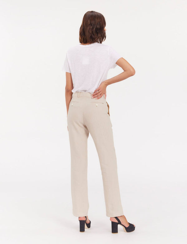 Ines De La Fressange Pantalon Francisco En Lin Sable