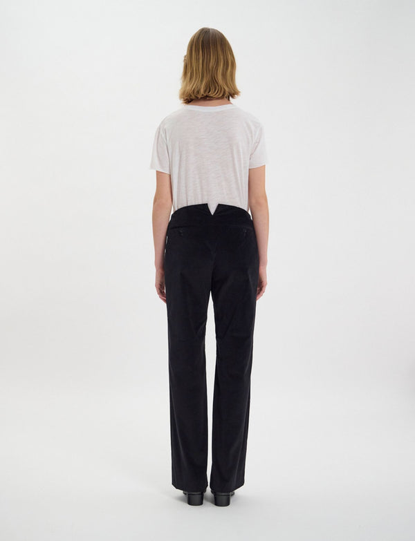 Ines De La Fressange Pantalon Gabriel En Velours Lisse Noir