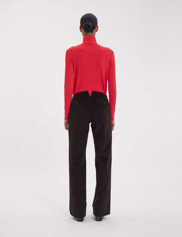 Ines De La Fressange Pantalon Gabriel En Velours Milleraies Marron