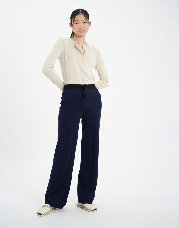 Ines De La Fressange Pantalon John En Coton Marine Foncé