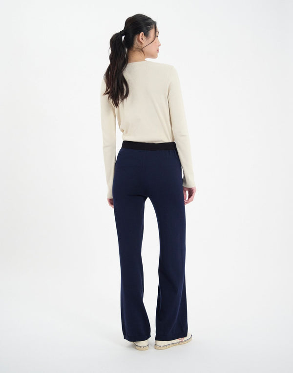 Ines De La Fressange Pantalon John En Coton Marine Foncé