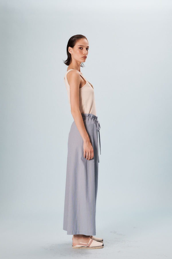 Ines De La Fressange Pantalon Large Kurt En Coton Bleu