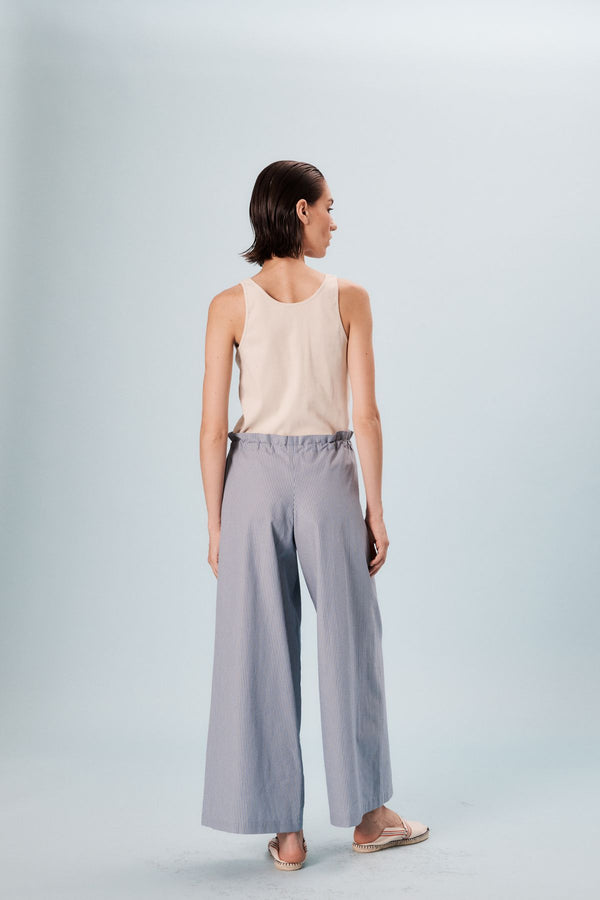 Ines De La Fressange Pantalon Large Kurt En Coton Bleu