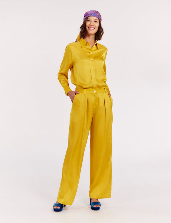 Ines De La Fressange Pantalon Luciano Fluide Jaune Bouton D'or