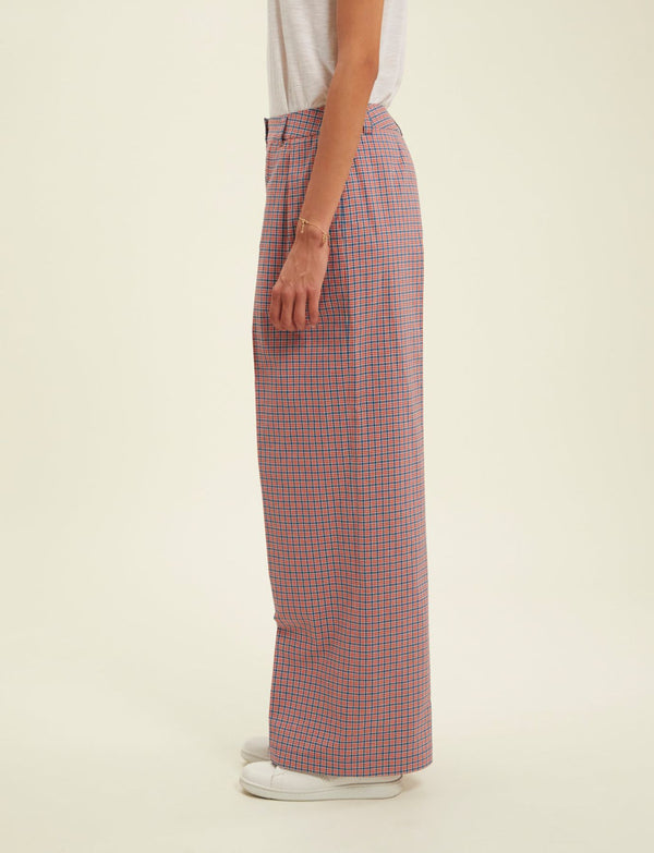 Ines De La Fressange Pantalon Luciano Rouge à Carreaux