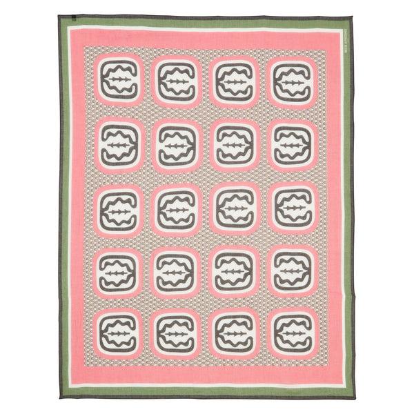 ines de la fressange Pareo Flore en soie mélangée rose à motif feuille de chêne