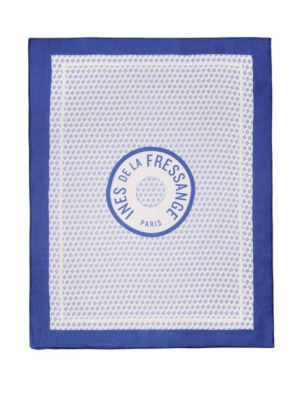 ines de la fressange Paréo Flore imprimé bleu et blanc