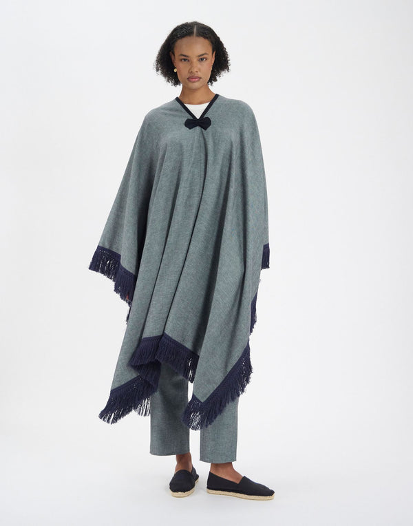 Ines De La Fressange Poncho Gonzalo En Lin Mélangé Gris