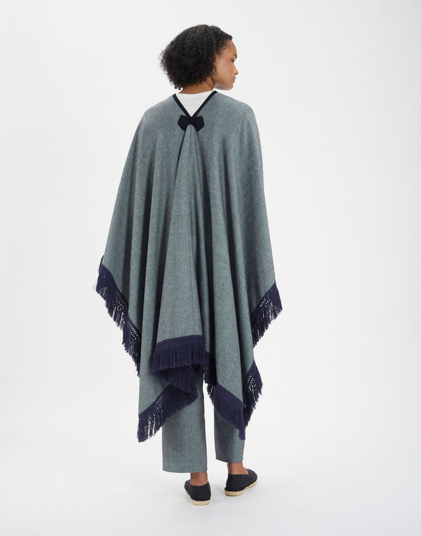 Ines De La Fressange Poncho Gonzalo En Lin Mélangé Gris
