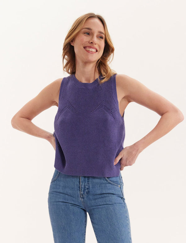 Ines De La Fressange Pull Agatha Violet Sans Manche