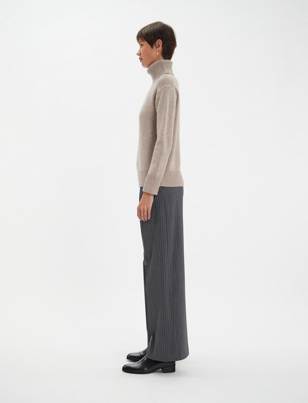 Ines De La Fressange Pull Aiden Col Roulé En Laine Et Cachemire Beige