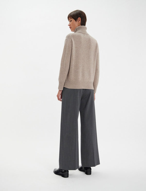Ines De La Fressange Pull Aiden Col Roulé En Laine Et Cachemire Beige
