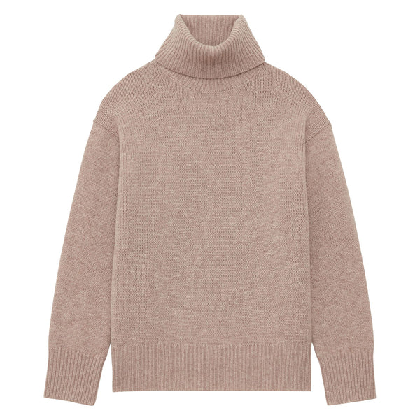 ines de la fressange Pull Aiden col roulé en laine et cachemire beige