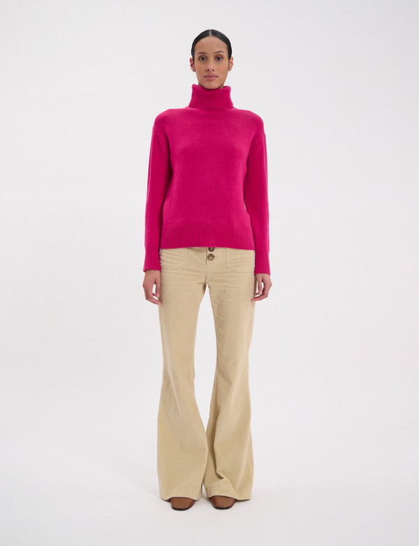 Ines De La Fressange Pull Aiden Col Roulé En Laine Et Cachemire Fuchsia