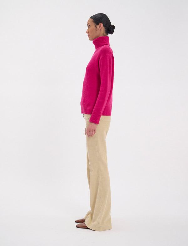 Ines De La Fressange Pull Aiden Col Roulé En Laine Et Cachemire Fuchsia