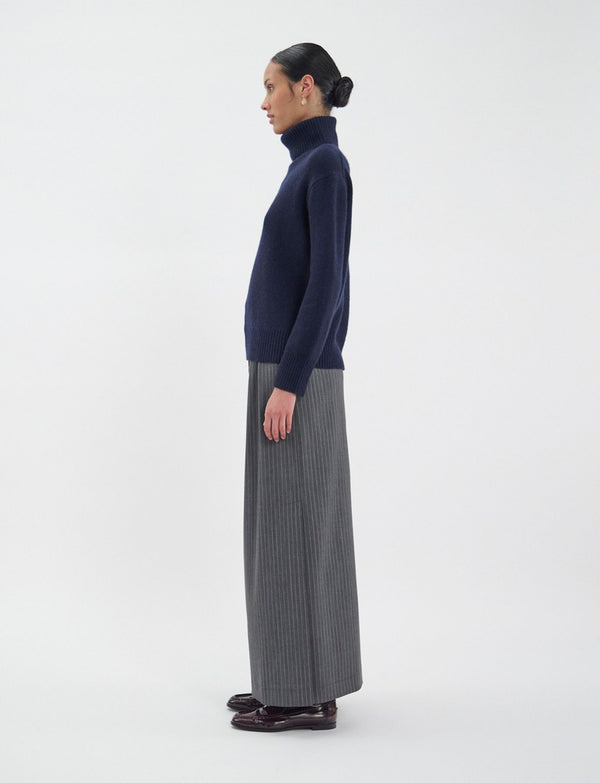 Ines De La Fressange Pull Aiden Col Roulé Laine Et Cachemire Marine