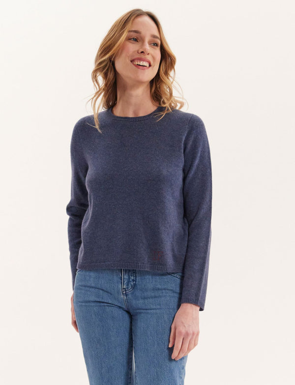 Ines De La Fressange Pull Angelina Laine Et Cachemire Bleu Denim