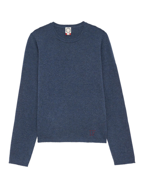 ines de la fressange Pull Angelina laine et cachemire bleu denim