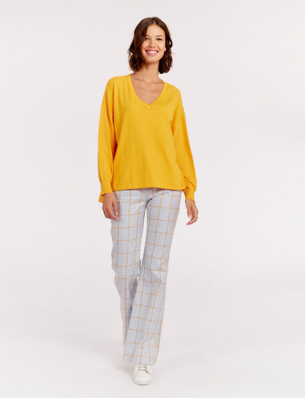 Ines De La Fressange Pull Col V En Cachemire Jaune Anton