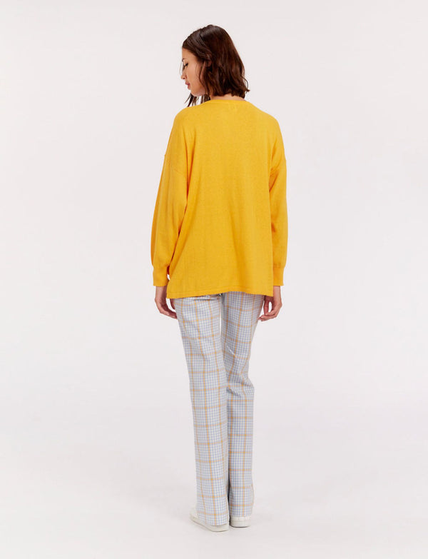 Ines De La Fressange Pull Col V En Cachemire Jaune Anton