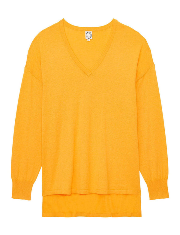 ines de la fressange Pull col V en cachemire jaune Anton