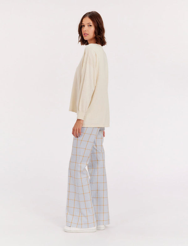 Ines De La Fressange Pull Col V En Mélange Cachemire Ivoire Anton