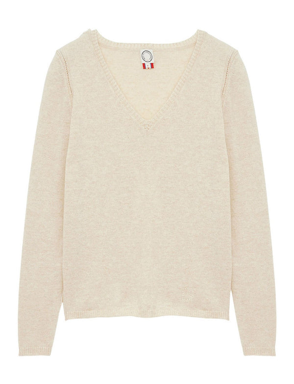 ines de la fressange Pull Morgane laine et cachemire beige