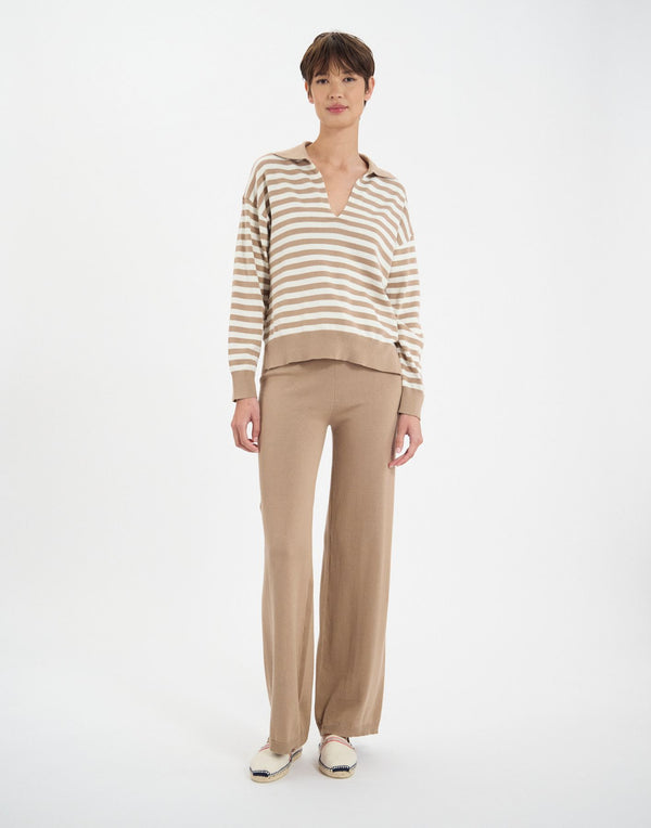 Ines De La Fressange Pull Teo En Coton Beige à Rayures