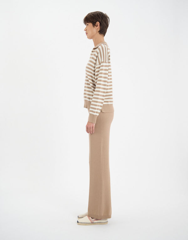 Ines De La Fressange Pull Teo En Coton Beige à Rayures