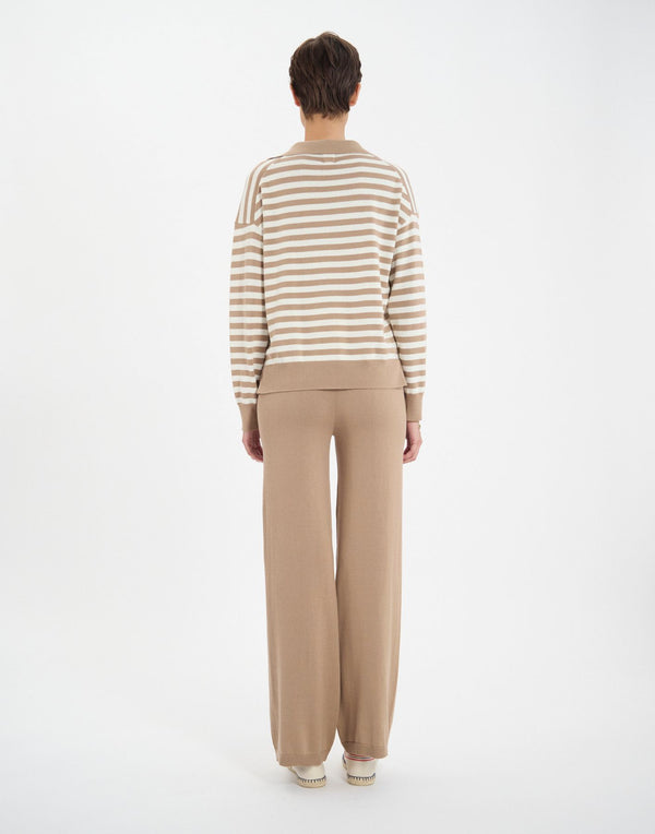 Ines De La Fressange Pull Teo En Coton Beige à Rayures