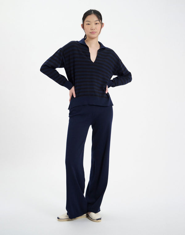 Ines De La Fressange Pull Teo En Coton Marine à Rayures