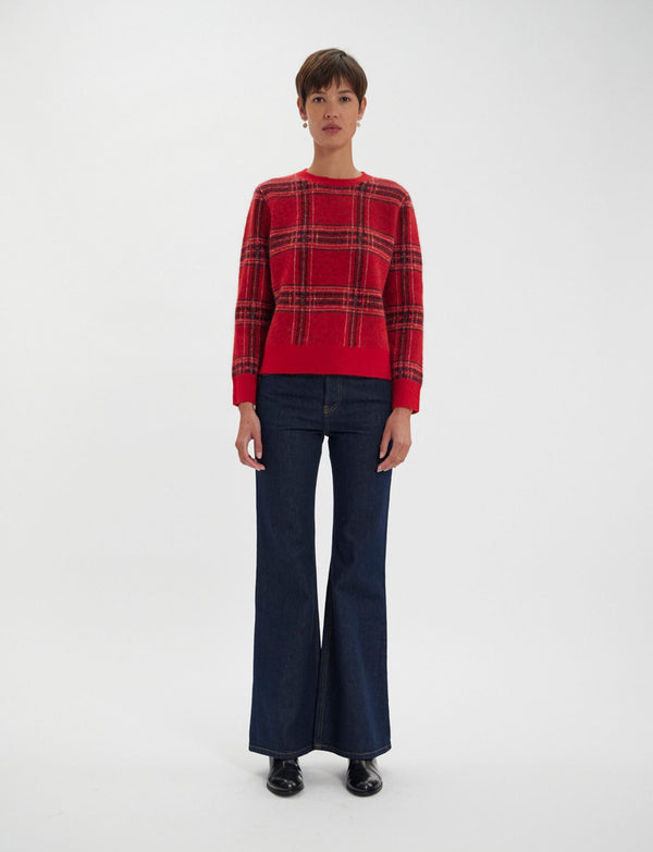 Ines De La Fressange Pull Ulysse Motif Jacquard Rouge