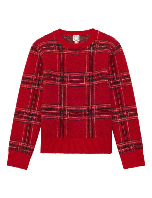 ines de la fressange Pull Ulysse motif jacquard rouge