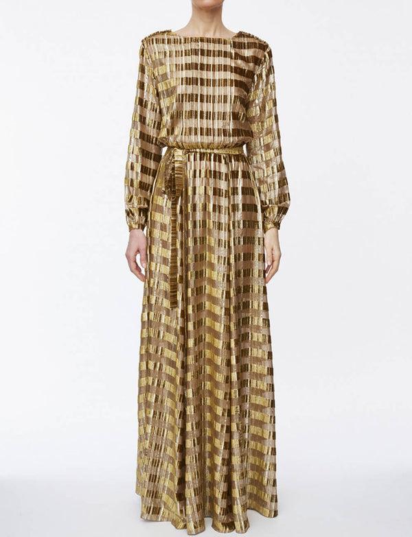 Ines De La Fressange Robe Adele Velours Et Lurex Gold