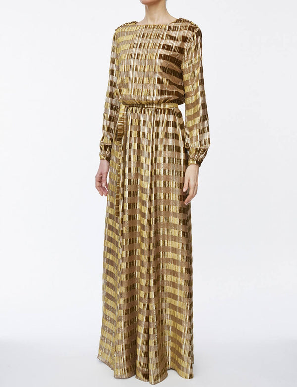Ines De La Fressange Robe Adele Velours Et Lurex Gold