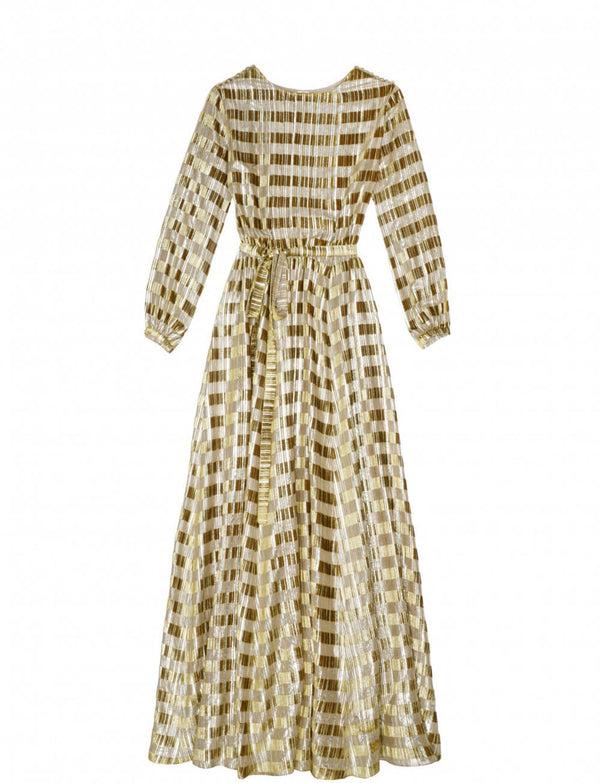 ines de la fressange Robe Adele velours et lurex gold