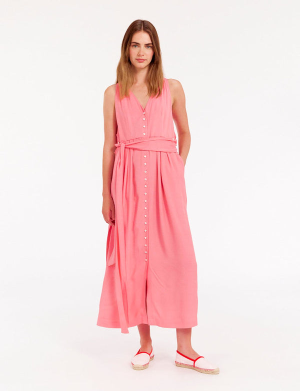 Ines De La Fressange Robe Ambre Longue En Viscose Rose