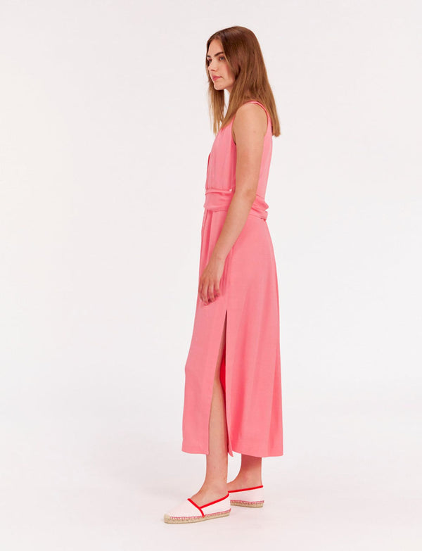 Ines De La Fressange Robe Ambre Longue En Viscose Rose