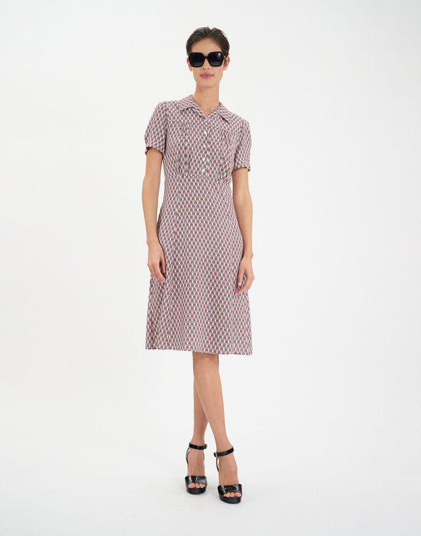 Ines De La Fressange Robe Angèle Motif Feuille De Chêne