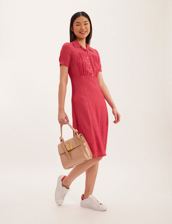 Ines De La Fressange Robe Angèle Tissu Imprimé Rose