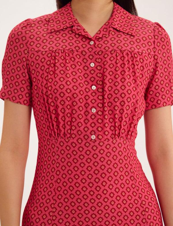 Ines De La Fressange Robe Angèle Tissu Imprimé Rose