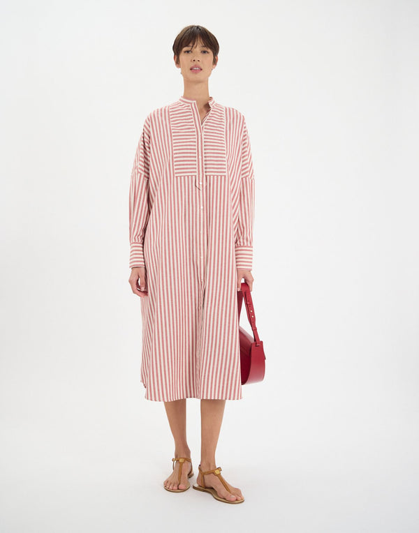 Ines De La Fressange Robe Boy à Rayures Rouges En Coton