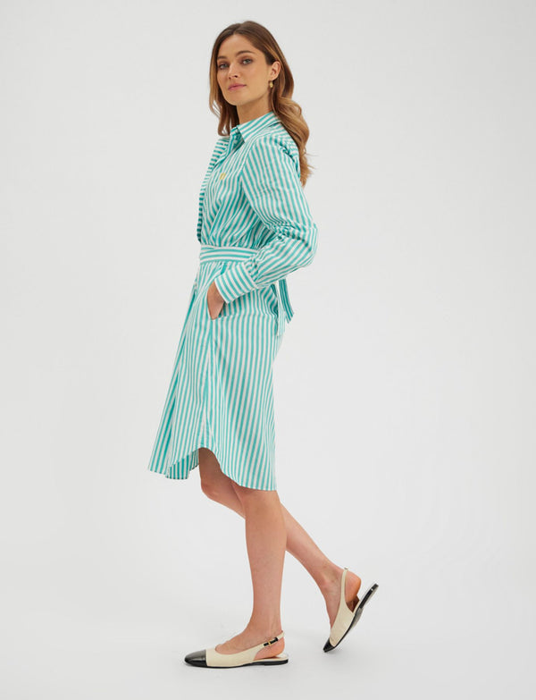 Ines De La Fressange Robe-chemise Amour Blanche Et Turquoise